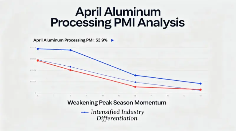 PMI för aluminiumbearbetning i april sjönk till 53,9 %, vilket tyder på en försvagning under högsäsongen.