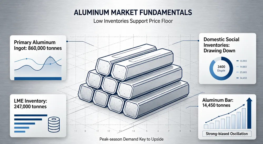 Aluminiumpriserna steg upp i en resonans av förbättrat makrosentiment och fundamentalt stöd